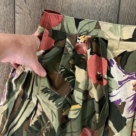 Vintage Floral A-Line Skirt - Green and Pink with pockets - Picture 5 of 5